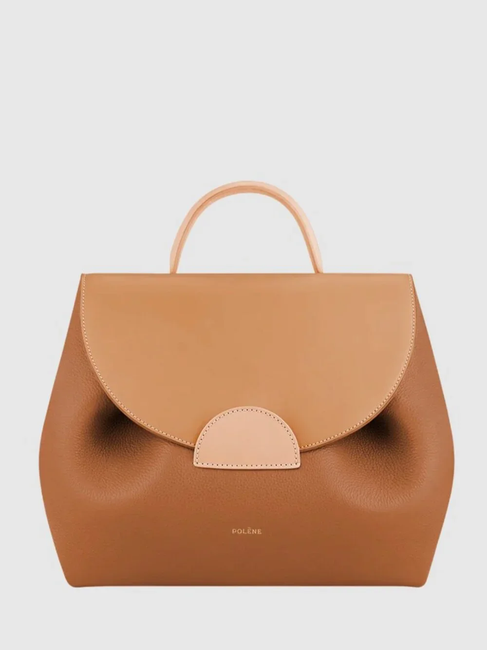Polène tan and light-tan leather top-handle bag